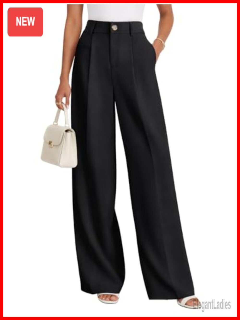 NIMIN High Waisted Wide Leg Dress Pants Pleated Trousers with Pockets